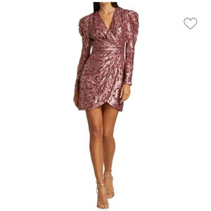 JONATHAN SIMKHAI Metallic Silk Jacquard Puff-Sleeve Sheath Dress Size 8